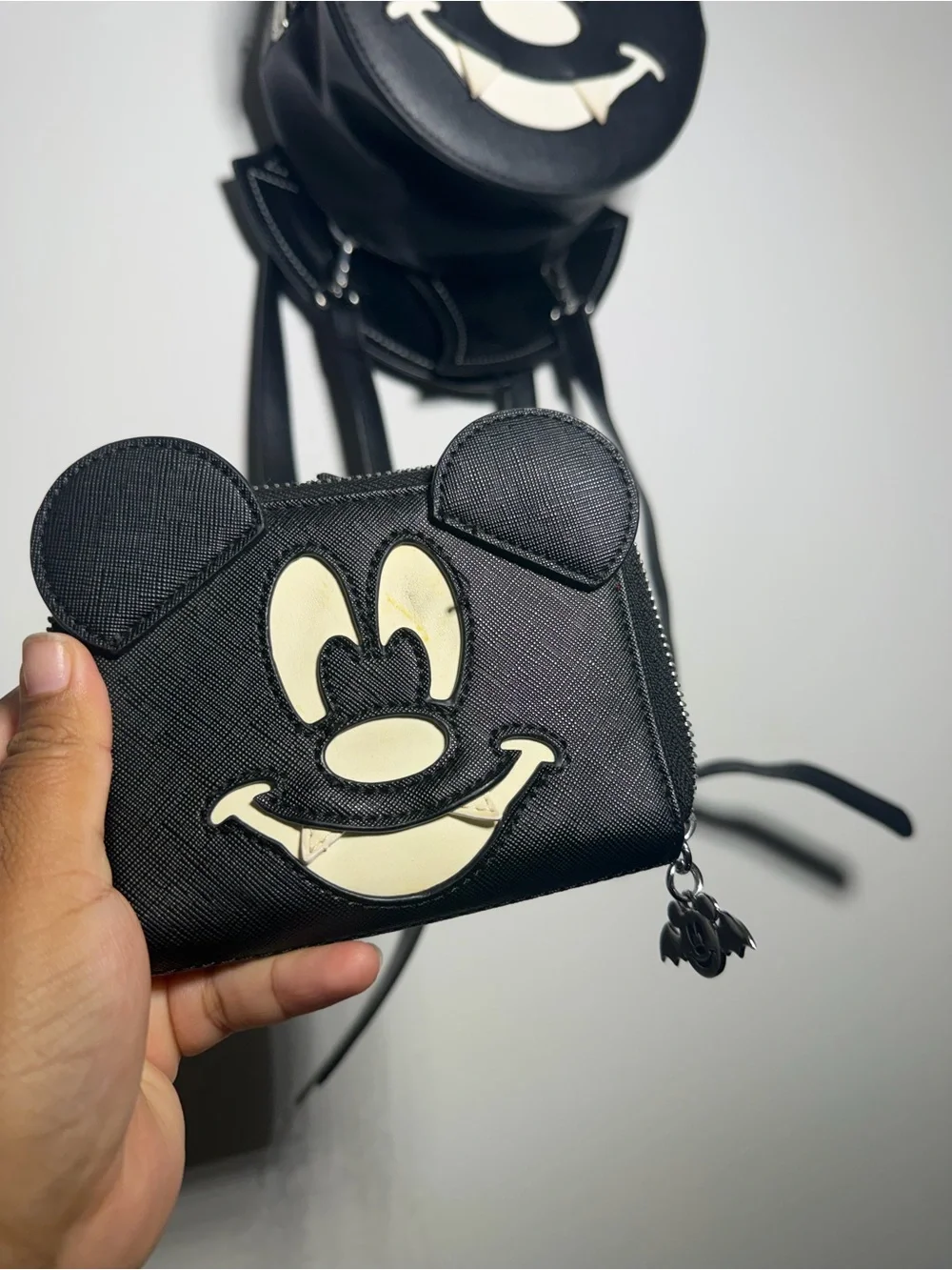 Mickey Vampire Bat Loungefly Crossbody Mini Backpack Bag with matching wallet